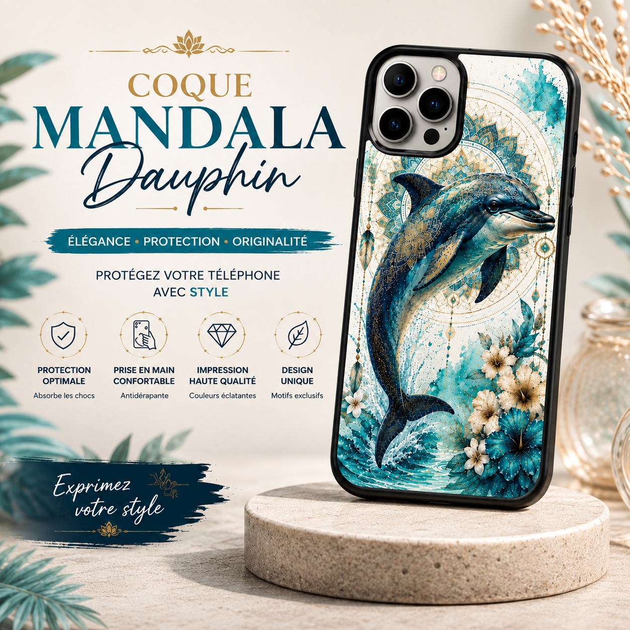 Coques de téléphone Dauphin mandala