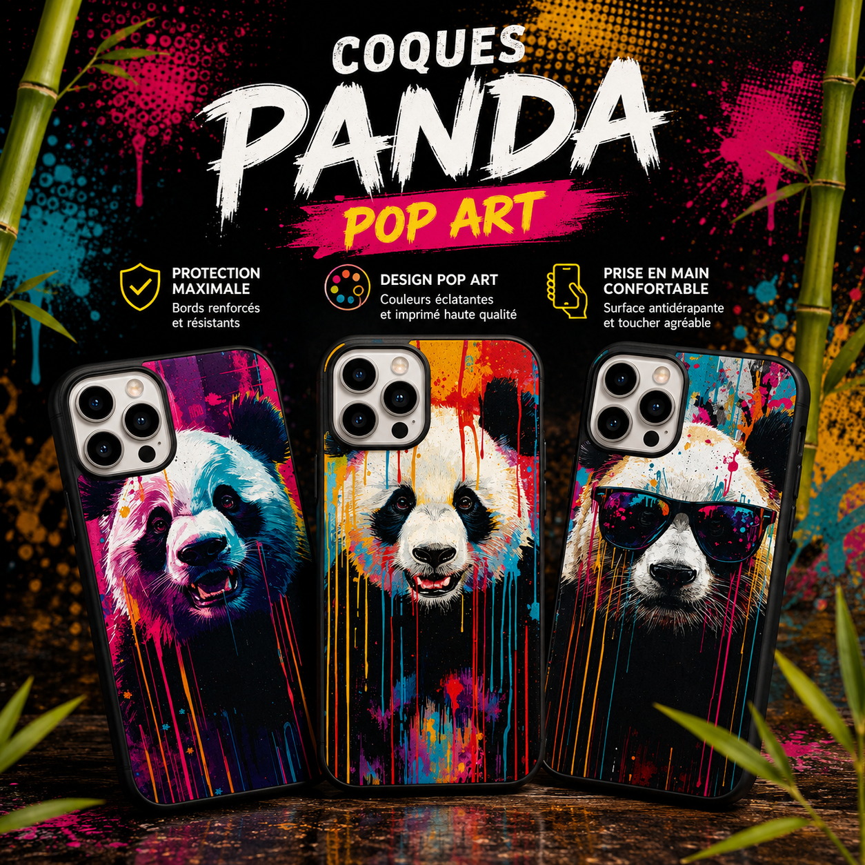 Coques Panda Pop Art