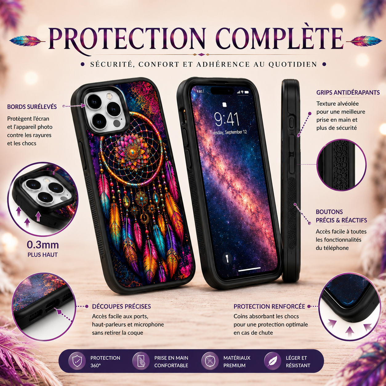 Coques de téléphone Attrape-rêves colorées