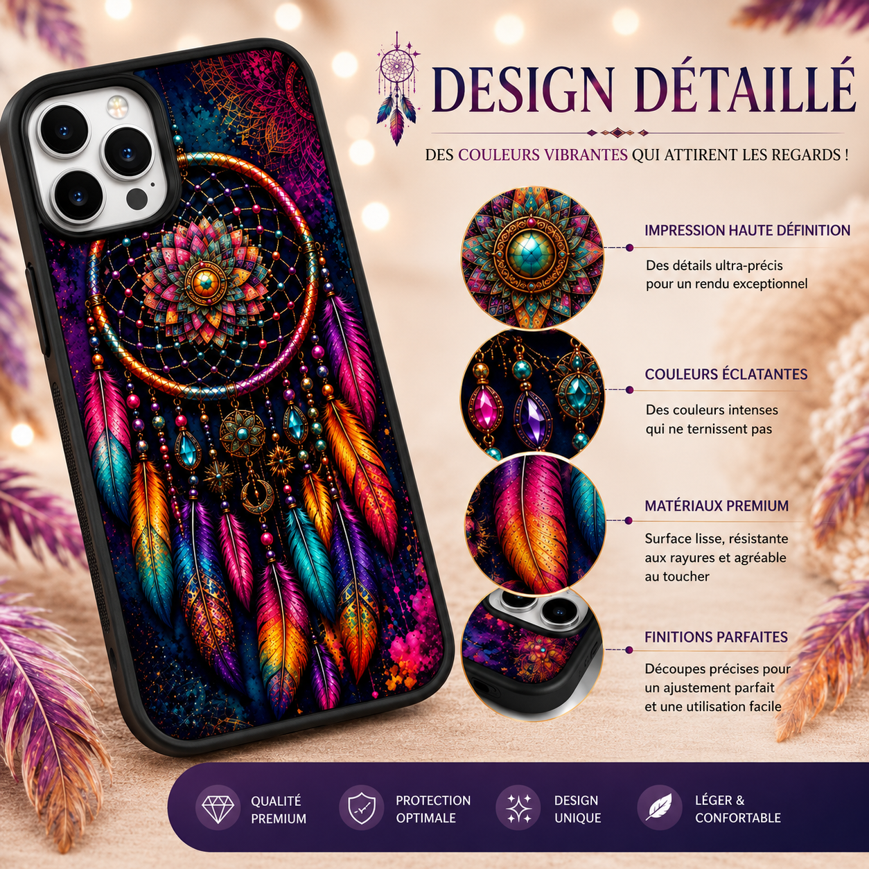 Coques de téléphone Attrape-rêves colorées