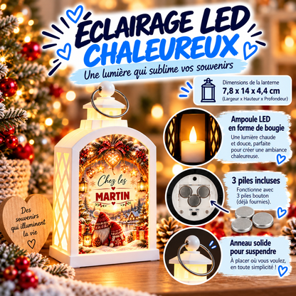 Lanterne de Noël personnalisée avec éclairage LED chaleureux, 3 piles incluses et anneau pour suspendre