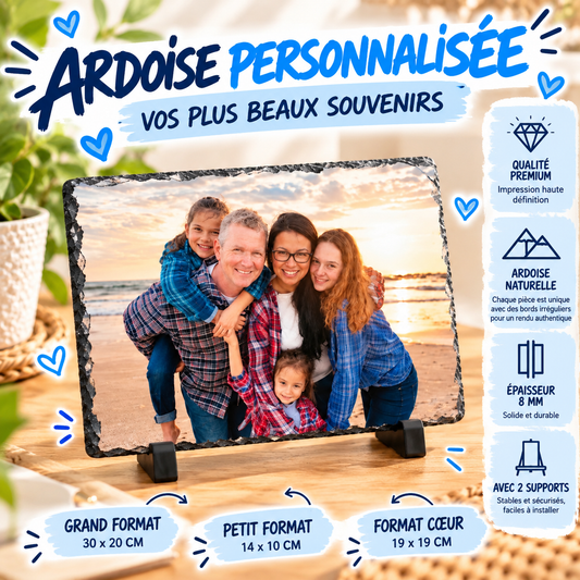 Ardoise personnalisée avec photo – 3 formats & 3 styles