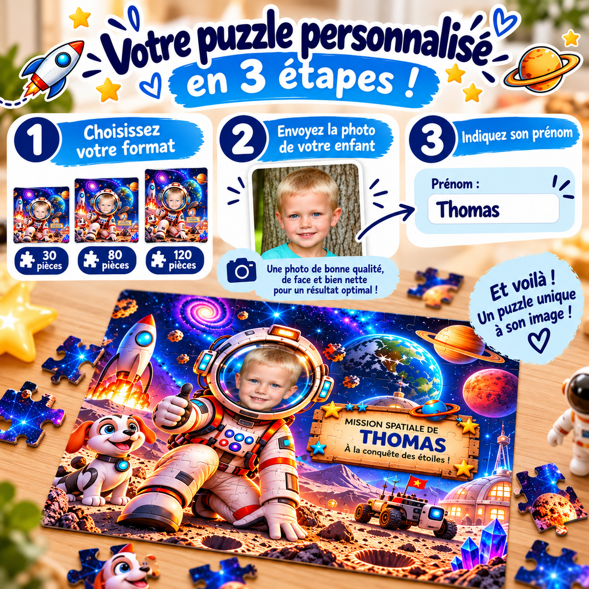 Puzzle Astronaute Personnalisé