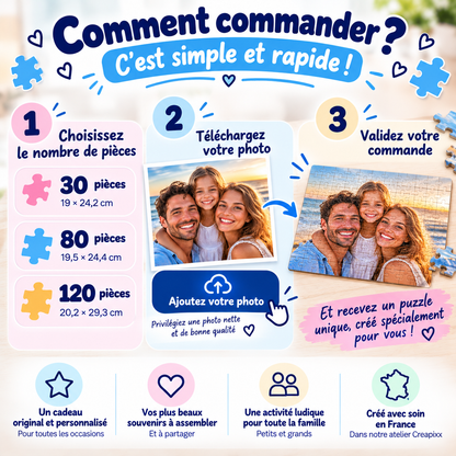 Puzzle Photo Personnalisé – Votre Photo sur Puzzle | 30, 80 ou 120 Pièces