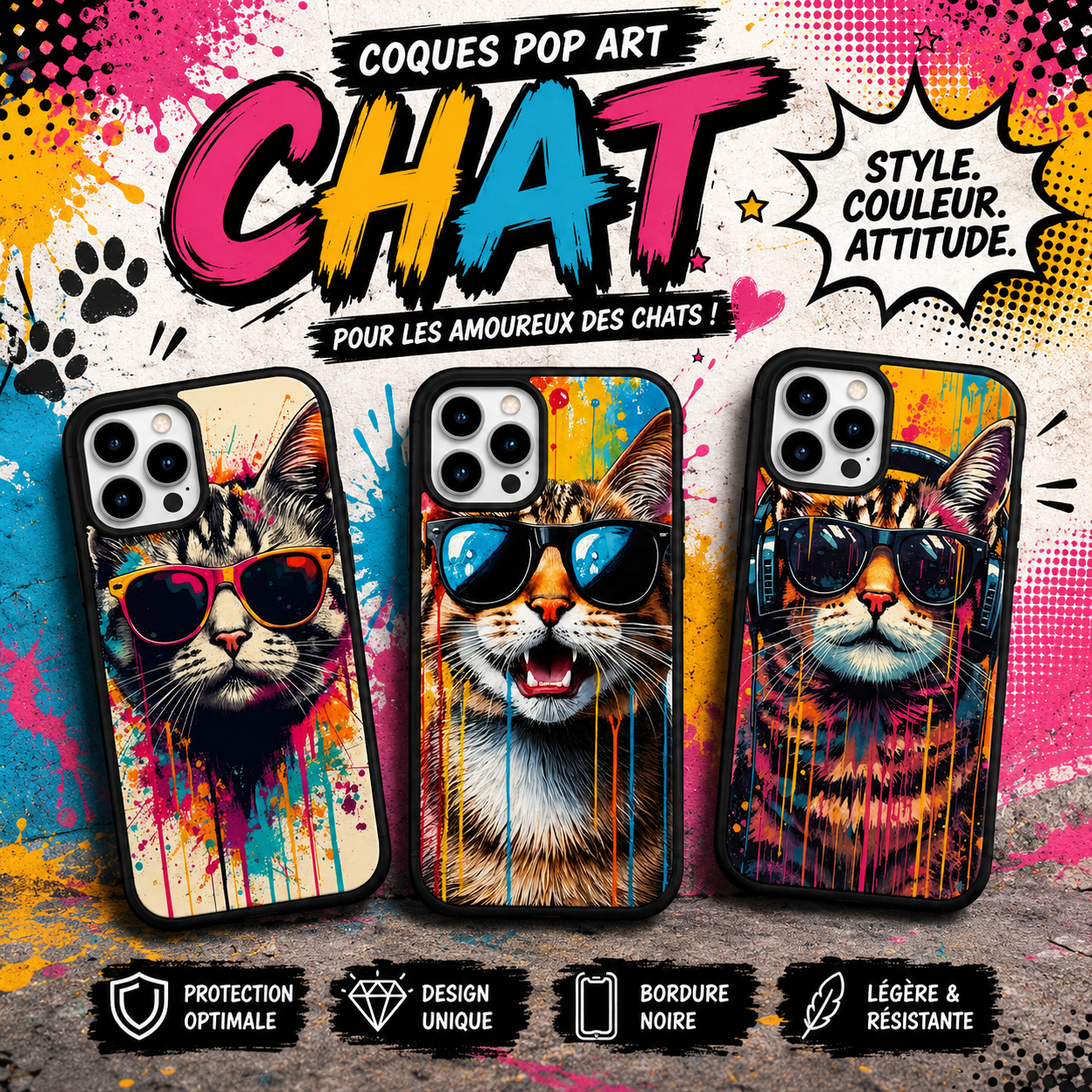 Coques Chat Pop Art