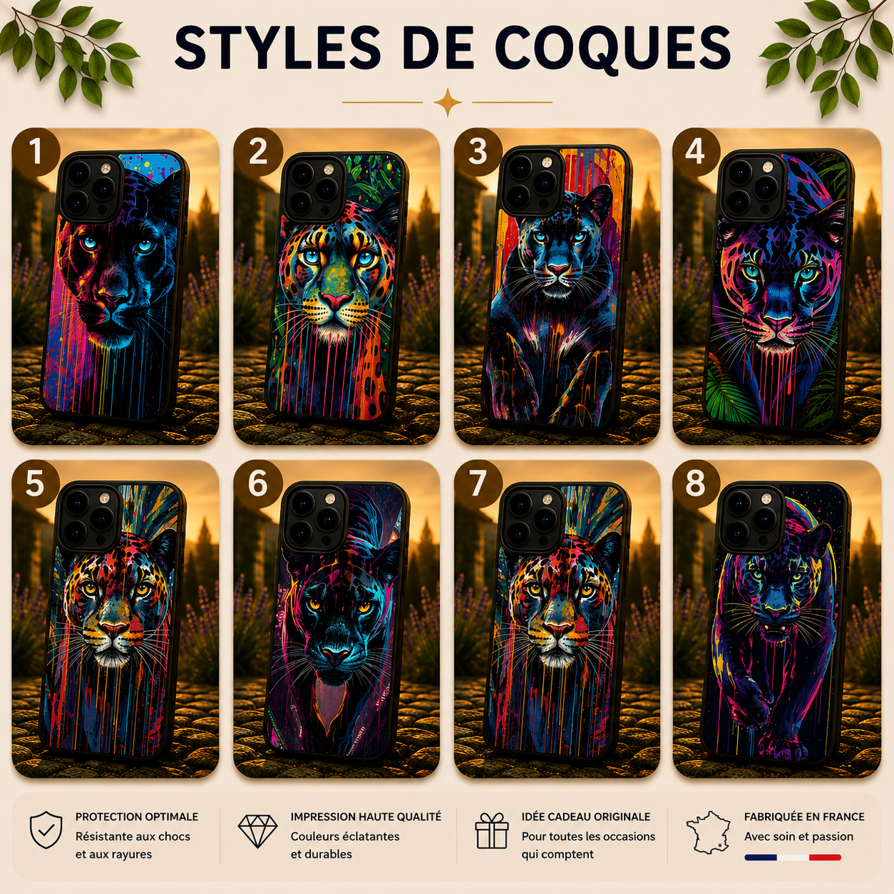 Coques Panthère Pop Art
