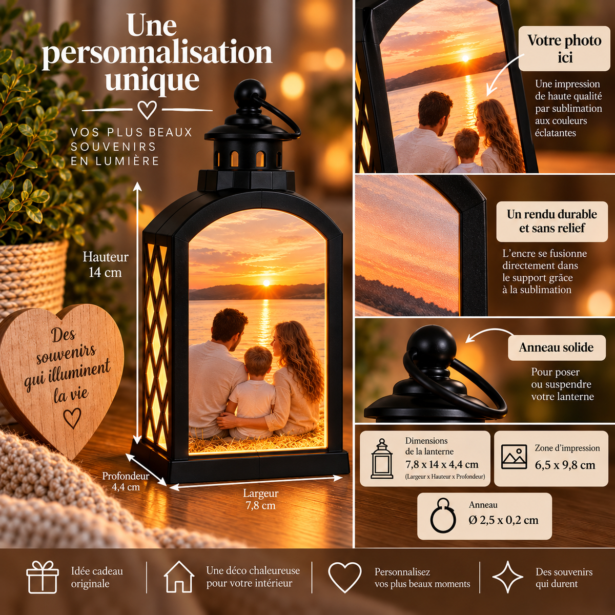 Lanterne personnalisée avec photos