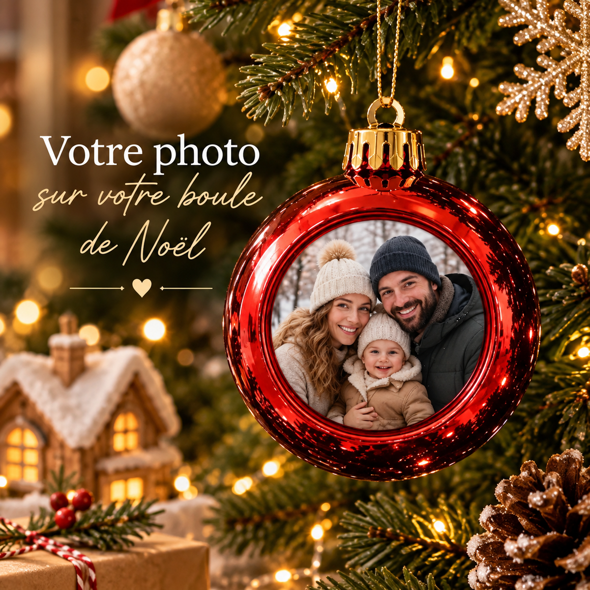 Boule de Noël personnalisée avec votre photo