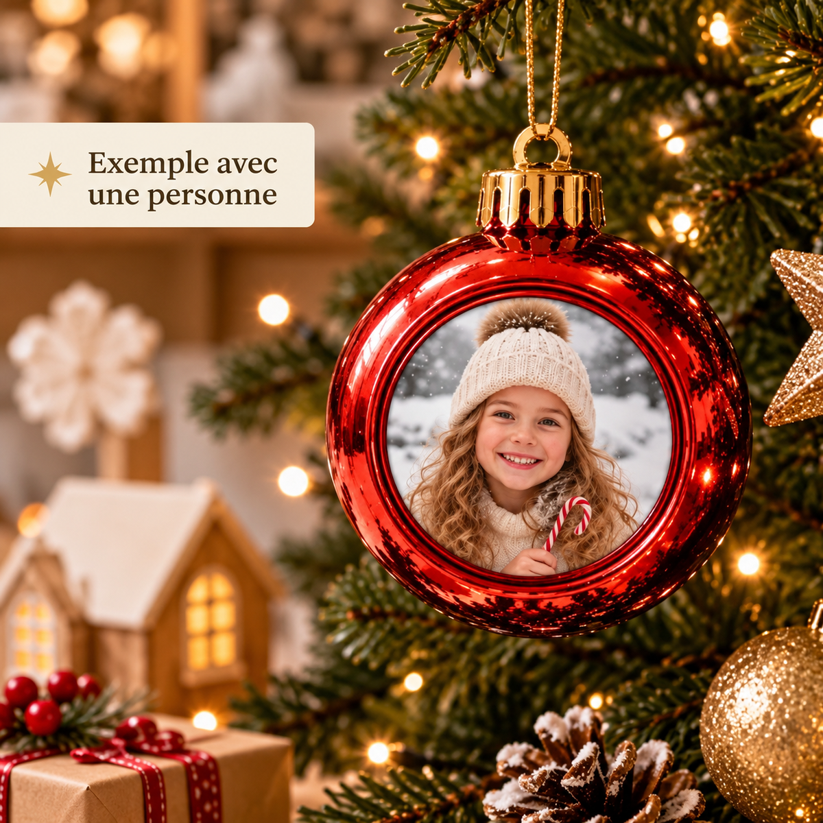 Boule de Noël personnalisée avec votre photo