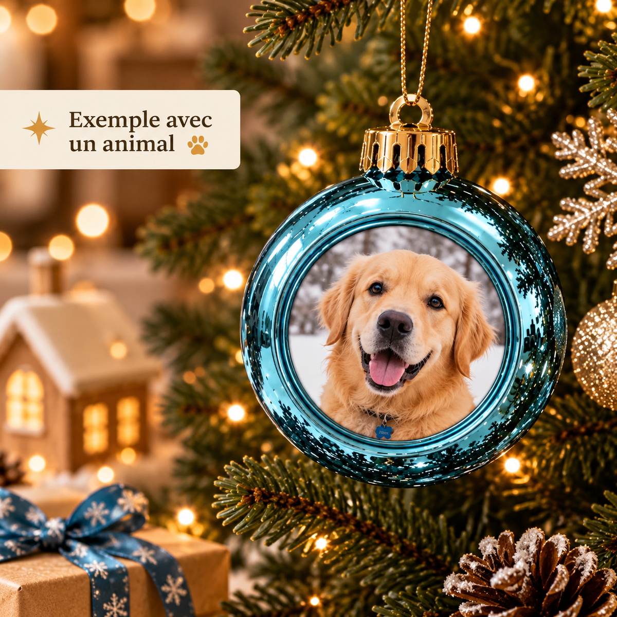 Boule de Noël personnalisée avec votre photo