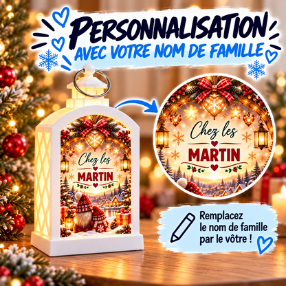 Lanterne de Noël personnalisée avec votre nom de famille – modèle Chez les