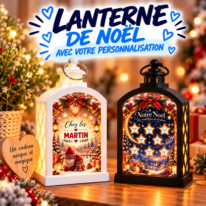 Lanterne de Noël personnalisée pour la famille, disponible en blanc et noir avec plusieurs modèles