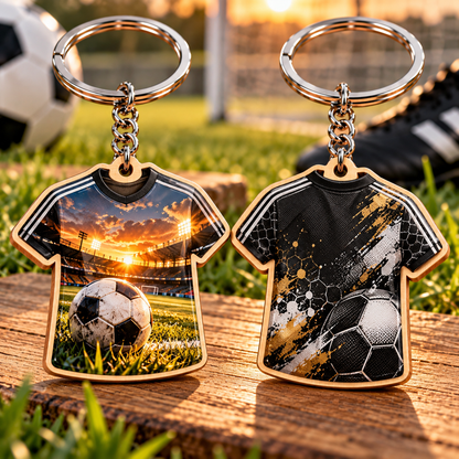 Porte-clé en forme de maillot de football personnalisé recto verso avec création sur mesure – Creapixx