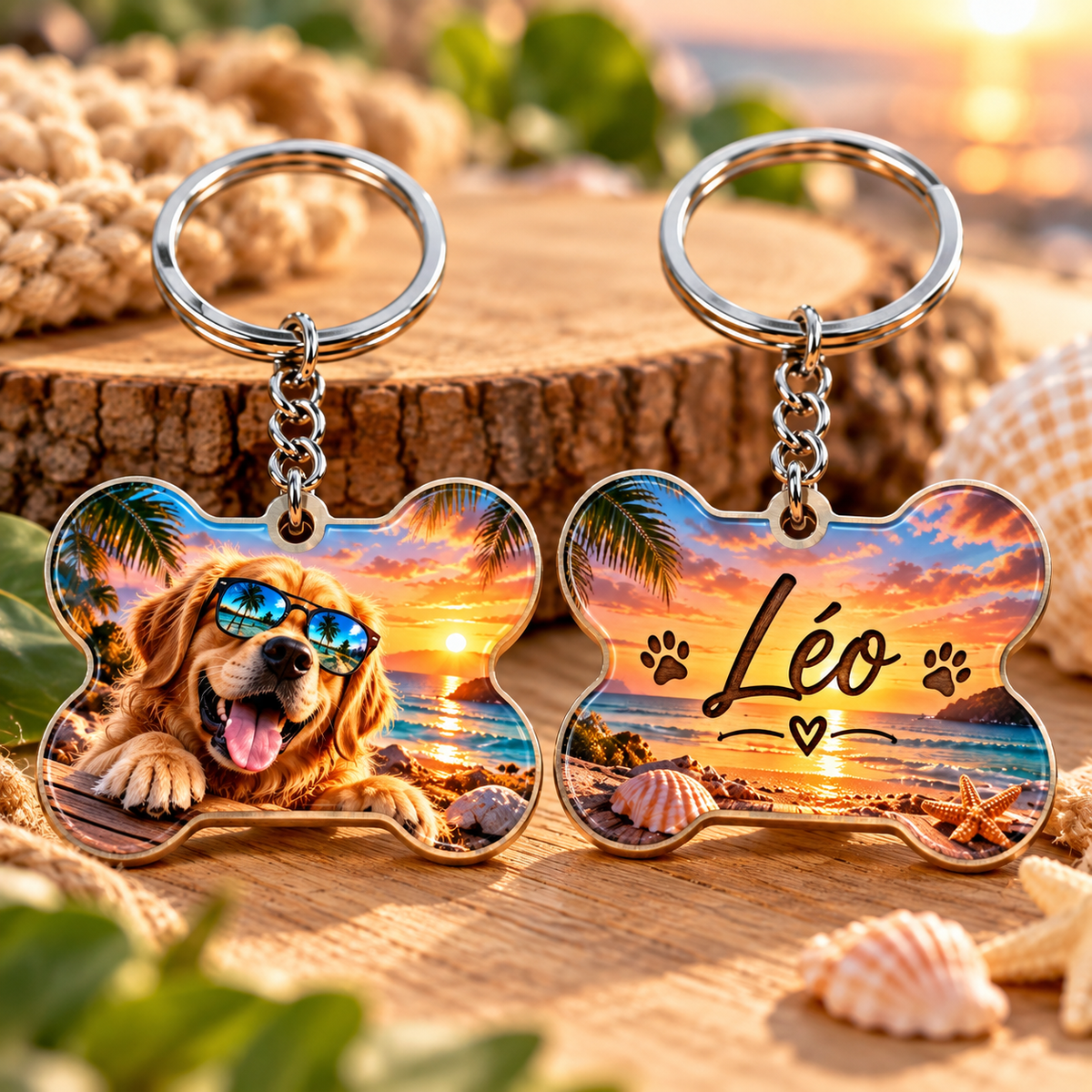 Porte-clé forme os personnalisé recto verso pour animal avec photo et prénom – Creapixx